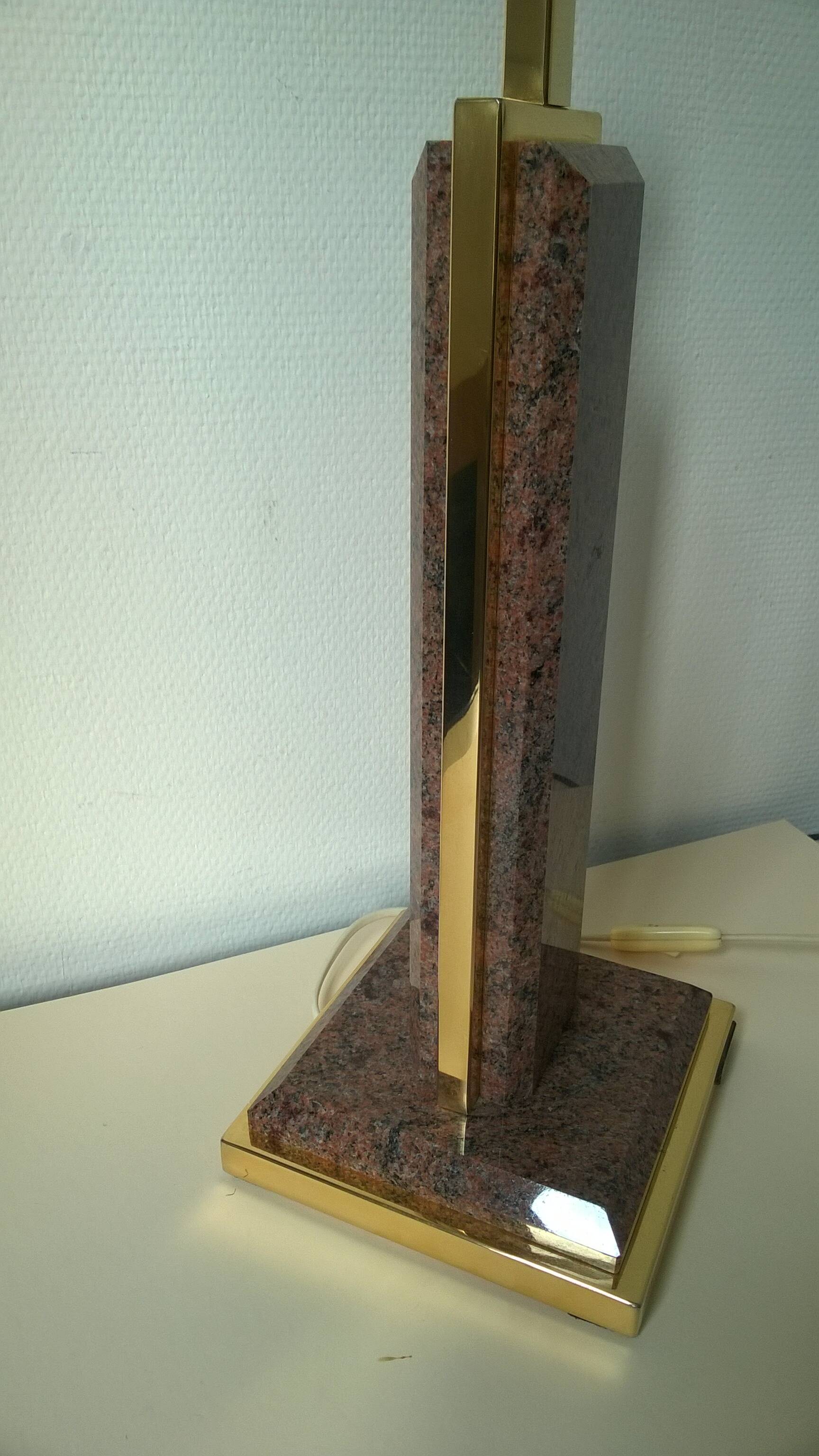 Marble and brass lamp base FEDAM Belgium c.1980