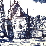 Large decorative plate decorations blue landscape diameter 40 cm