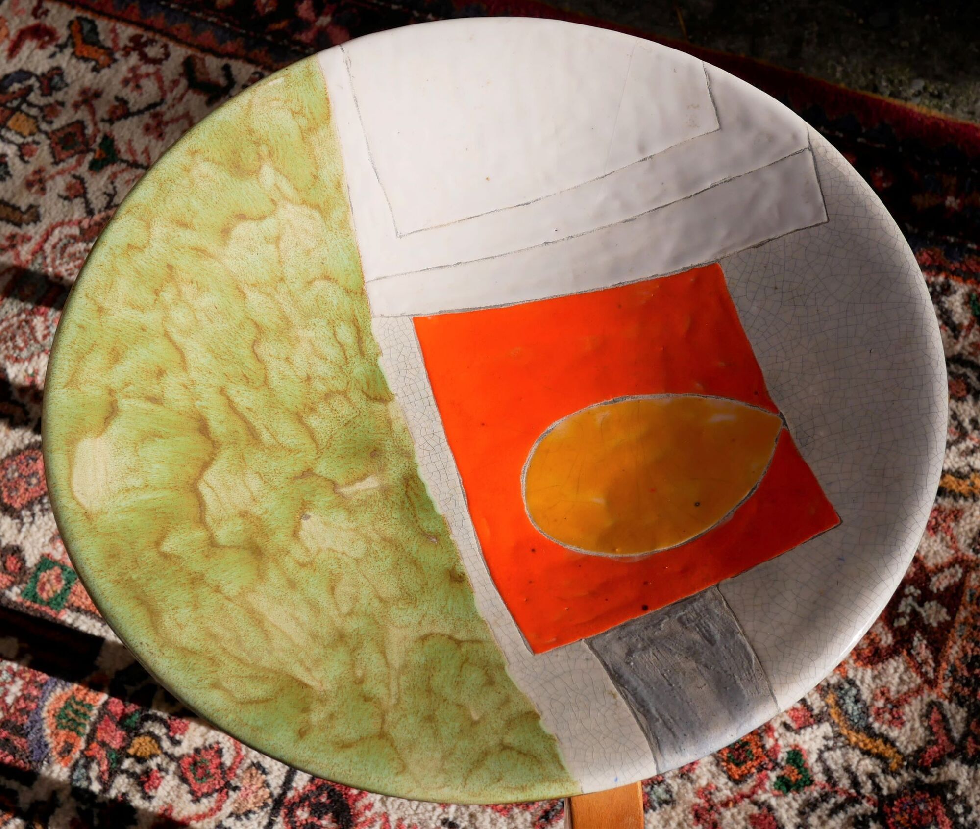 Large dish ceramic Vallauris by G. Valentine the archangels