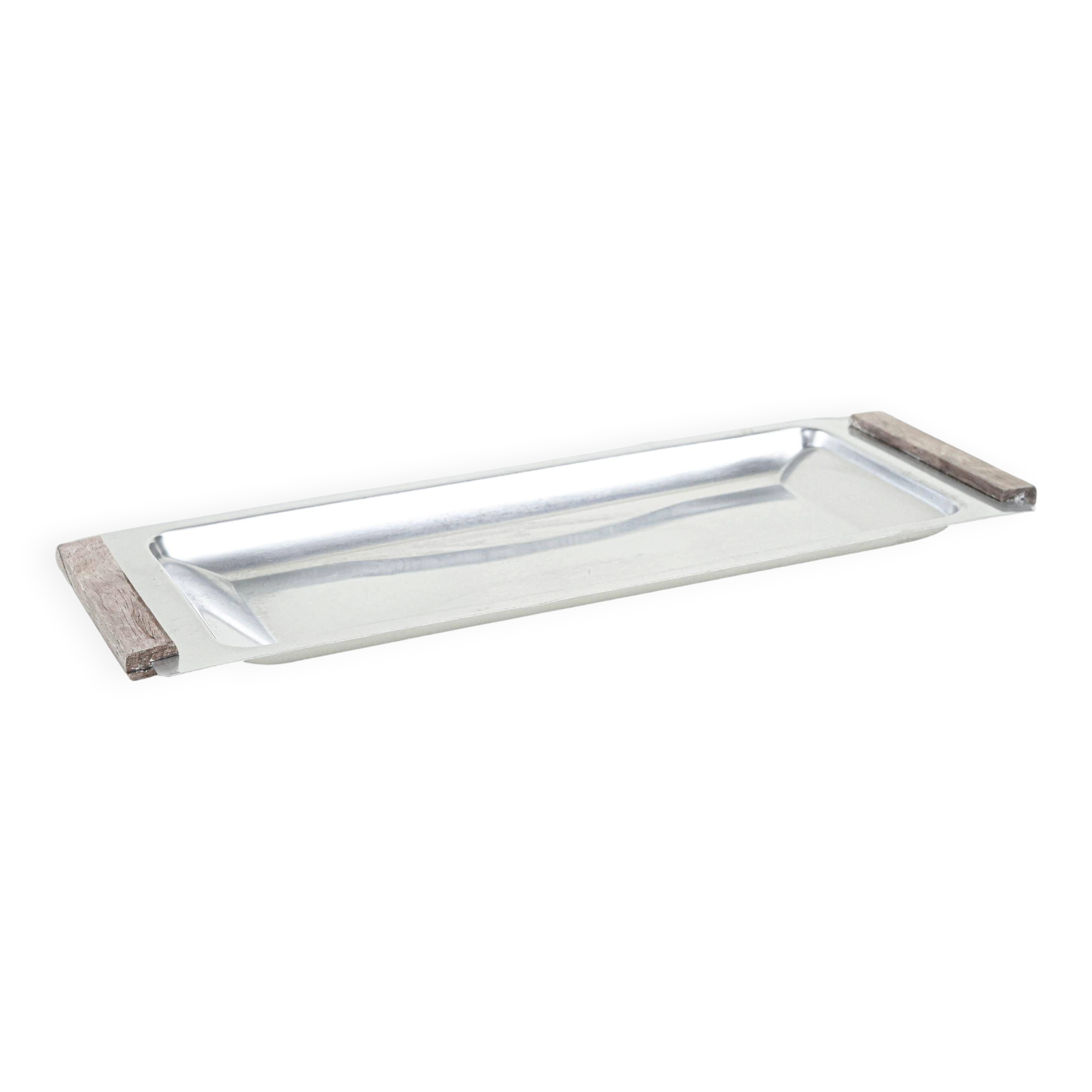 Plateau en acier inoxydable, design danois, années 1970, fabriqué au Danemark