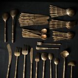 Couverts de table 12 personnes laiton bambou