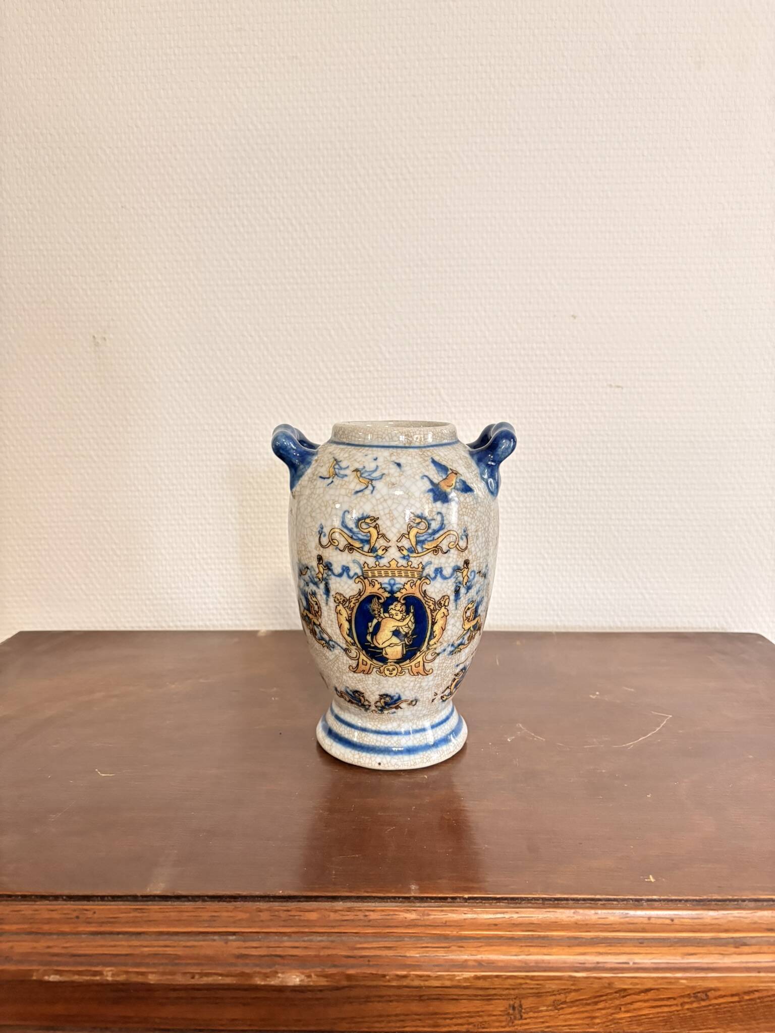 Ancient Vase Pot Decor Angel Cherub Renaissance Style Gien