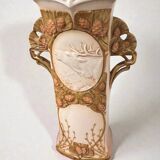 Art Nouveau vase Royal Dux Bohemia, sculpted deer, 1900s