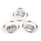 Sarreguemines lot de 3 assiettes anciennes Obernai décor Loux 4 fleurs