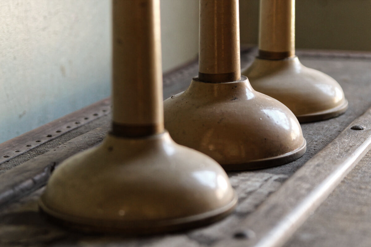 3 wooden hats turned, art deco