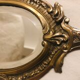 19th-style louis XV gilded bronze beveled hand mirror