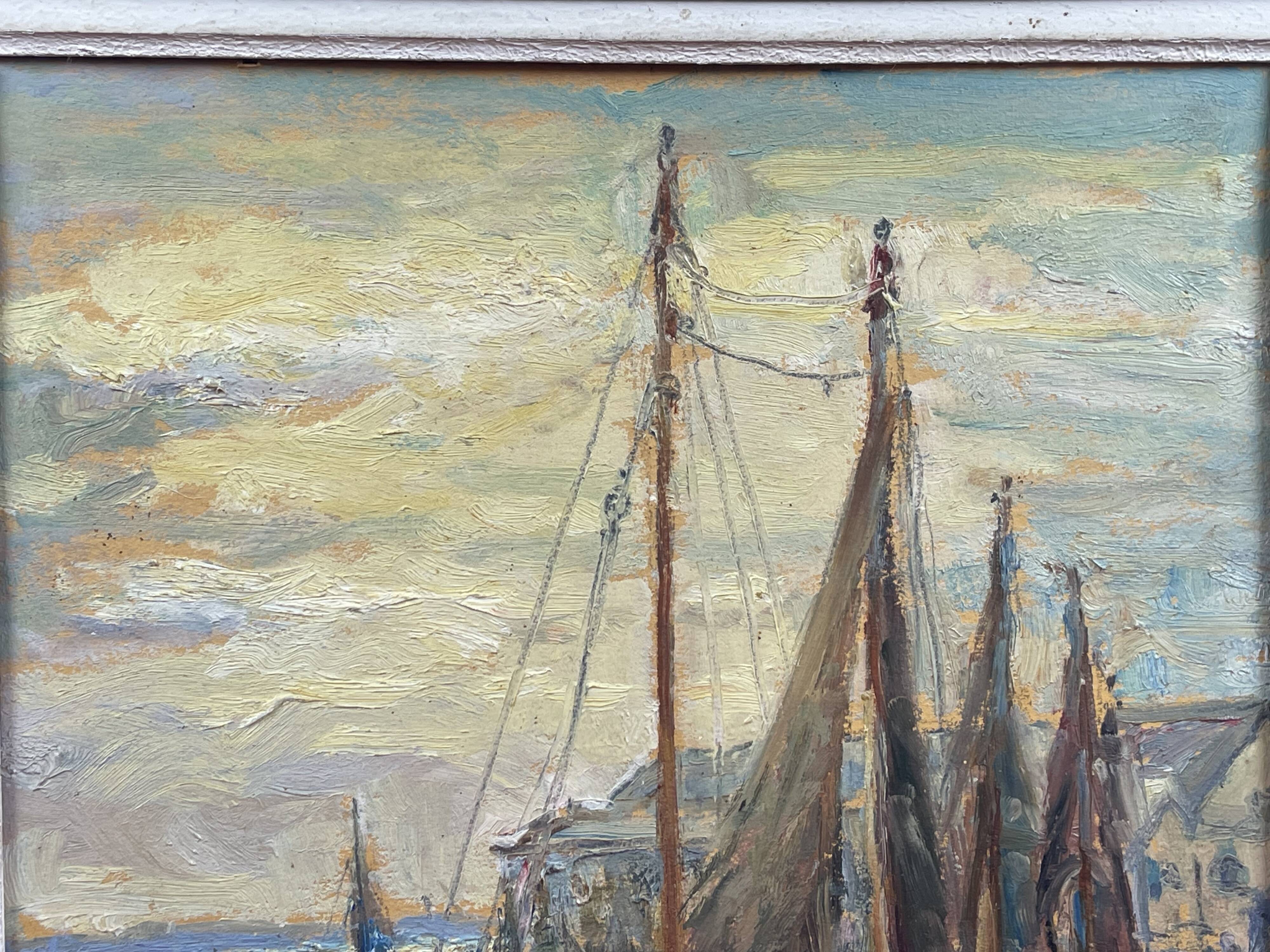 oil on panel signed Crismane - Fishing port, Brittany