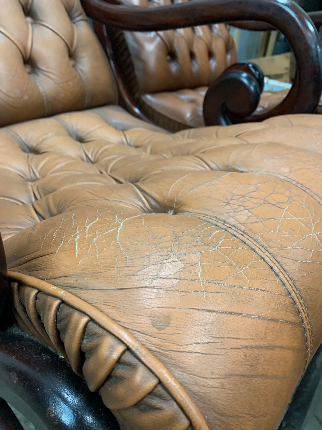 Many Vintage English Chesterfield Ottomans