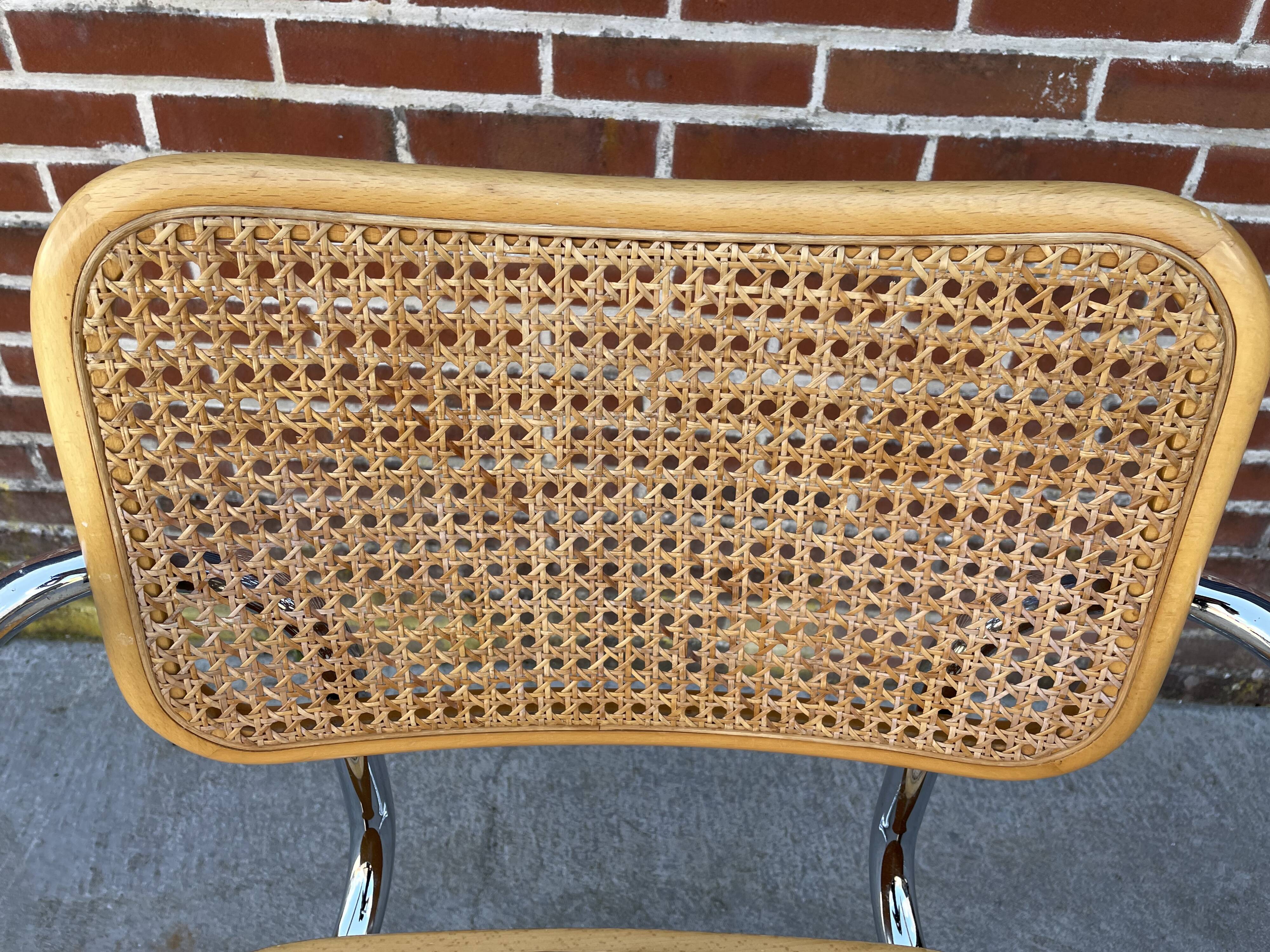 Cesca model design chair with armrests chrome version