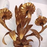 Vintage Italian Florentine wall light in golden bronze metal 1970