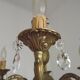 French Mid Century Bronze 6 Light Chandelier With Crystal Droplets 5491