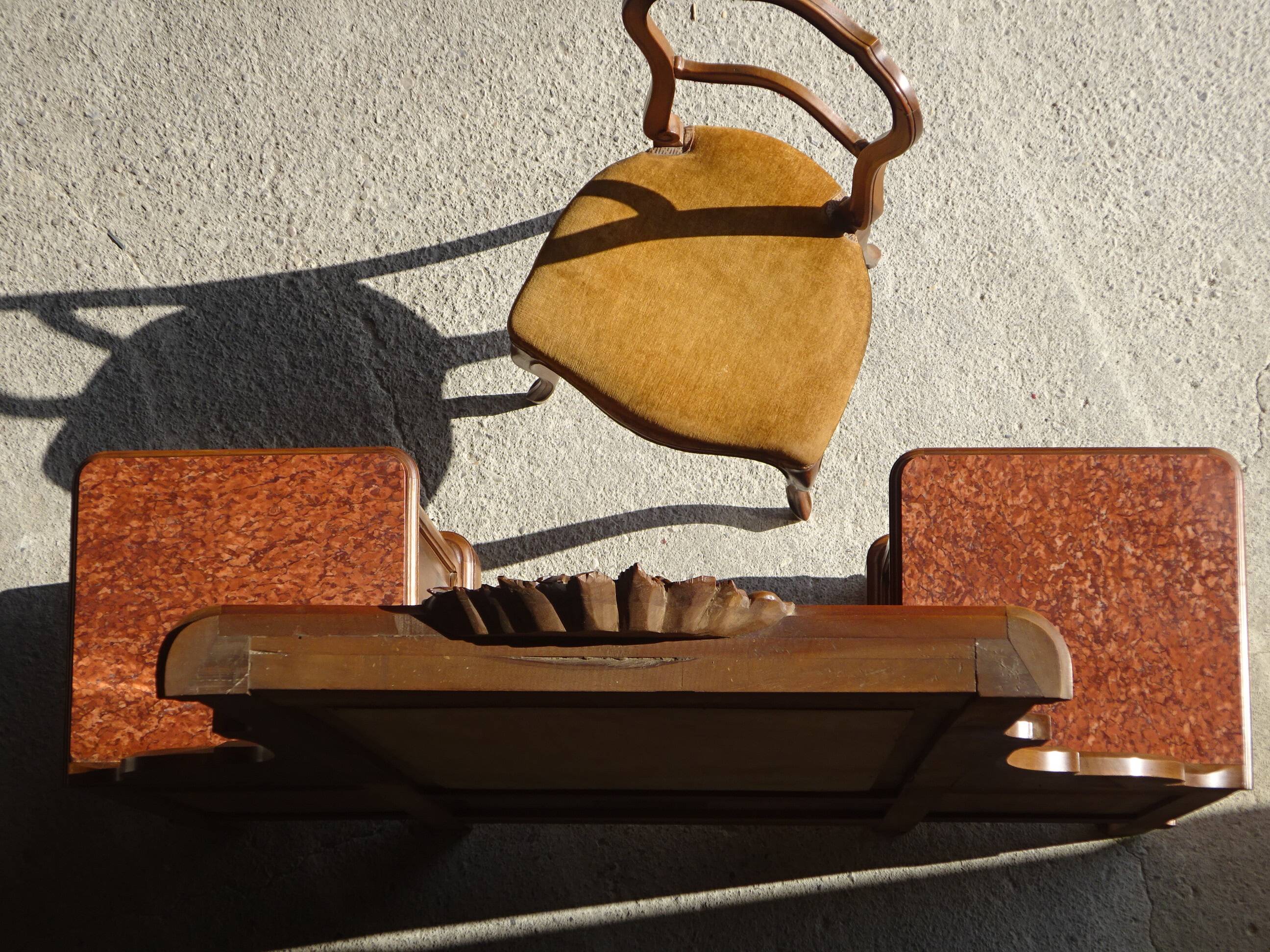 Antique walnut dressing table, Louis XVI style