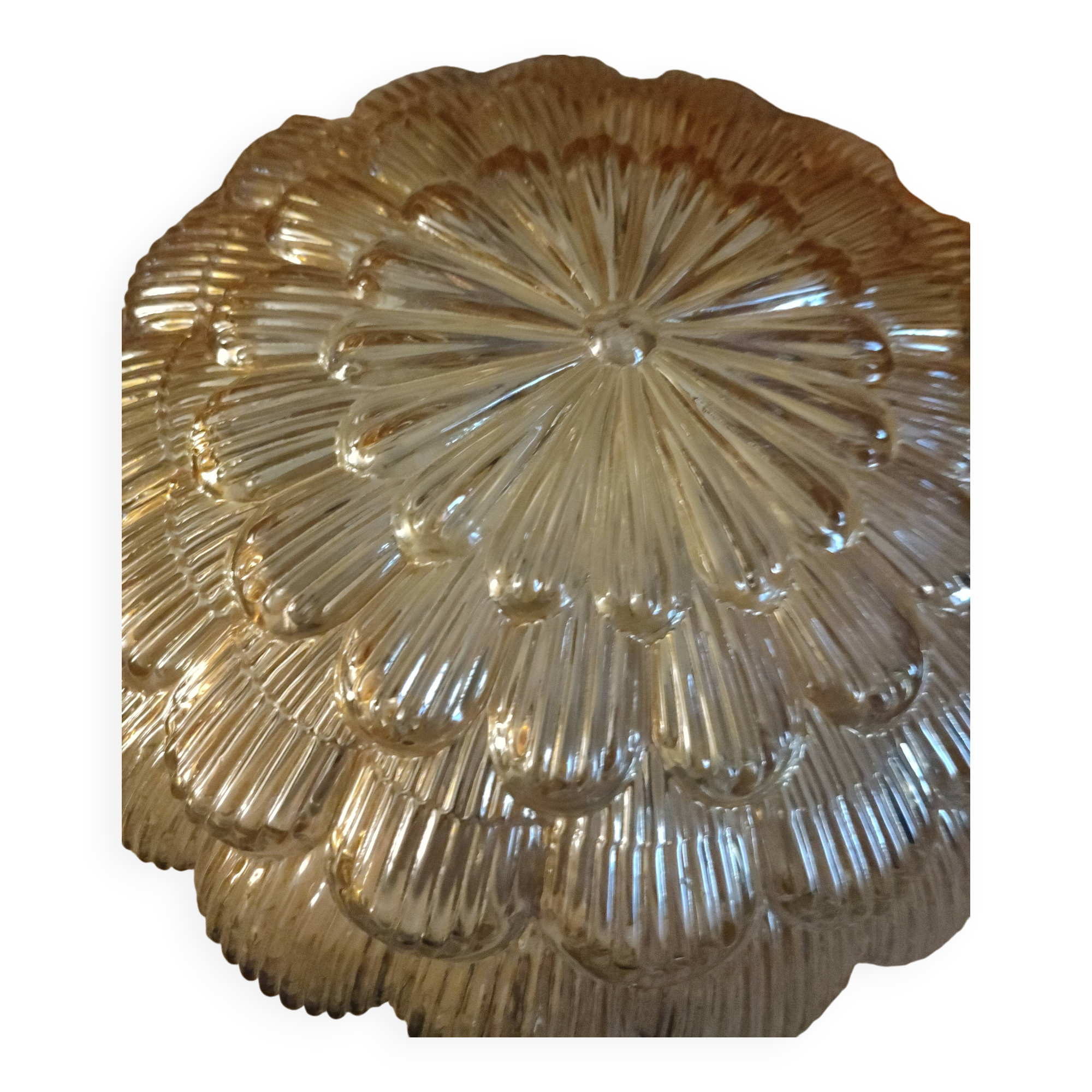 Vintage ceiling light in gold iridescent glass