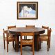 Set of six French oak dining chairs with rush seats, 1970s