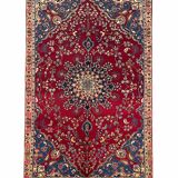 Handmade oriental red blue wool rug - 264x355cm