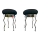 Vintage Uri Stools with Waved Chrome Legs and Black Seats by Per Ivar Ledang for Ikea, 1995, Set of 2