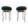Vintage Uri Stools with Waved Chrome Legs and Black Seats by Per Ivar Ledang for Ikea, 1995, Set of 2