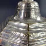 18th century Regency candlestick in silvered bronze with chiseled floral decoration