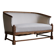 Sculptural 2-seater canapé in oak and wool, Danish "Skønvirke" style, 1920s.