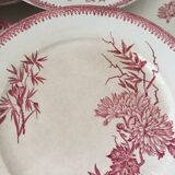 Assiette FF Pexonne Terre de Fer décor rose oiseaux XIX
