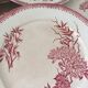 Assiette FF Pexonne Terre de Fer décor rose oiseaux XIX