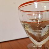 Set of 4 Blown Glass Bistro Glasses with Red Rim