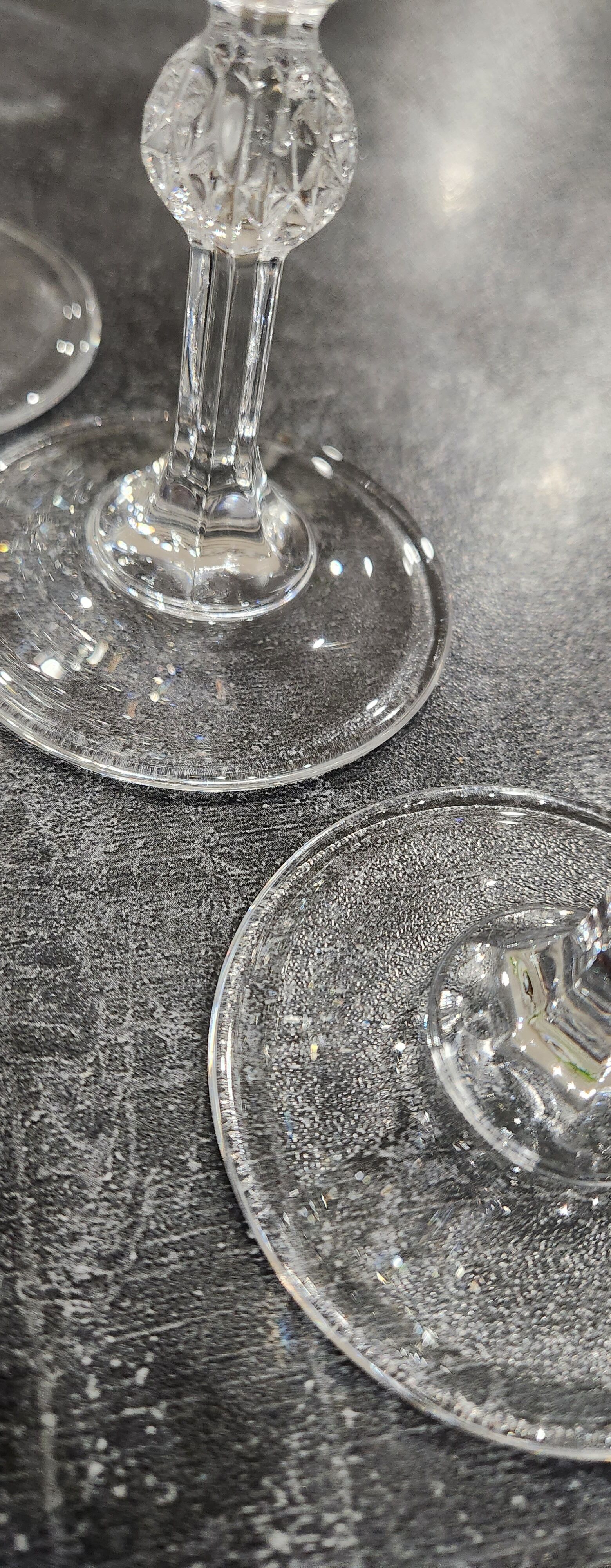 12 antique crystal champagne flutes