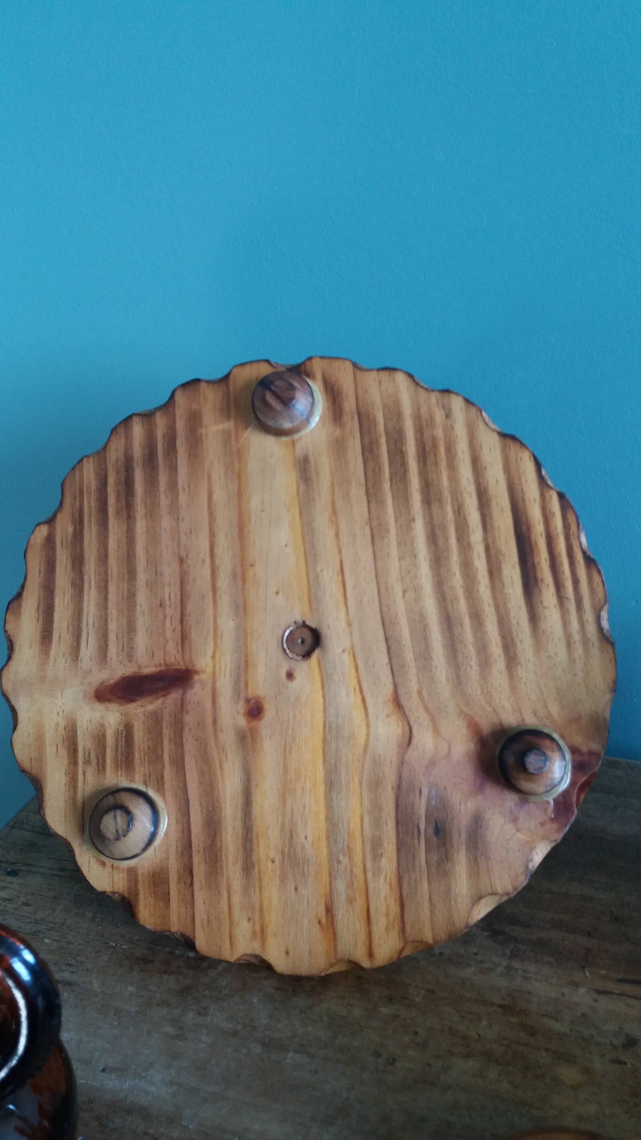 Oil, vinegar, mustard, pepper, salt, olive wood servant from Spain.