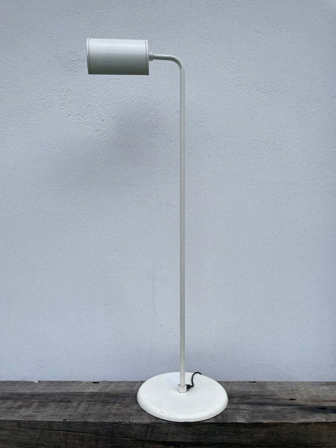 White metal floor lamp reading light 1980