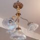 Chandelier in gilded bronze late 19th century around 1900 holophane glassware
