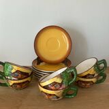 Vintage-Service of 6 cups with saucers-Chalet theme-West Germany