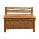 Coffre en bois et rotin