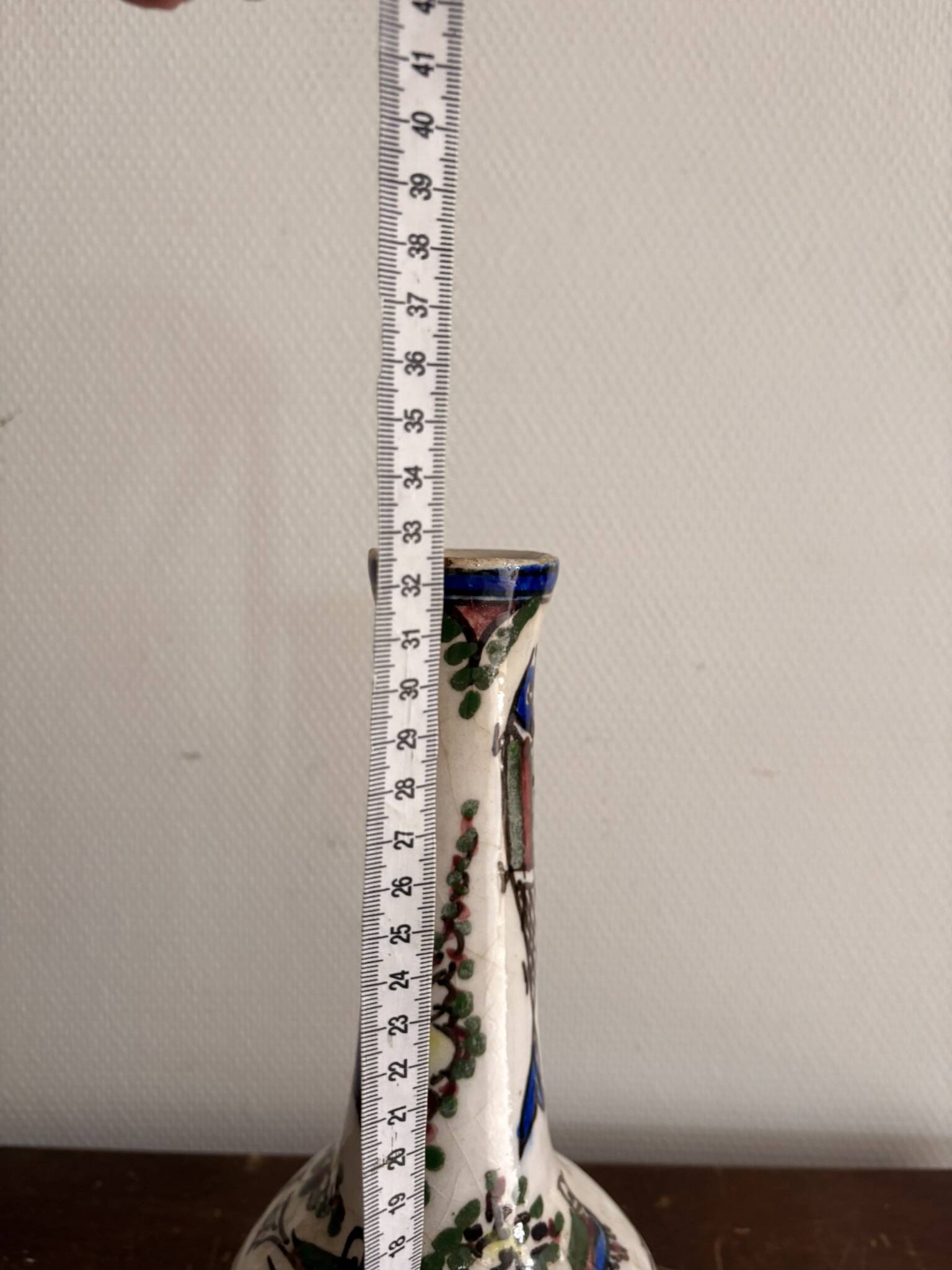 Ancient Persian Vase Iran Persia Qajar Bird Fish 19th Century