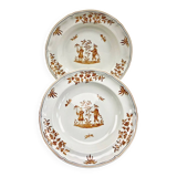 2 anciens plats ronds creux Longchamp décor Moustiers Olerys