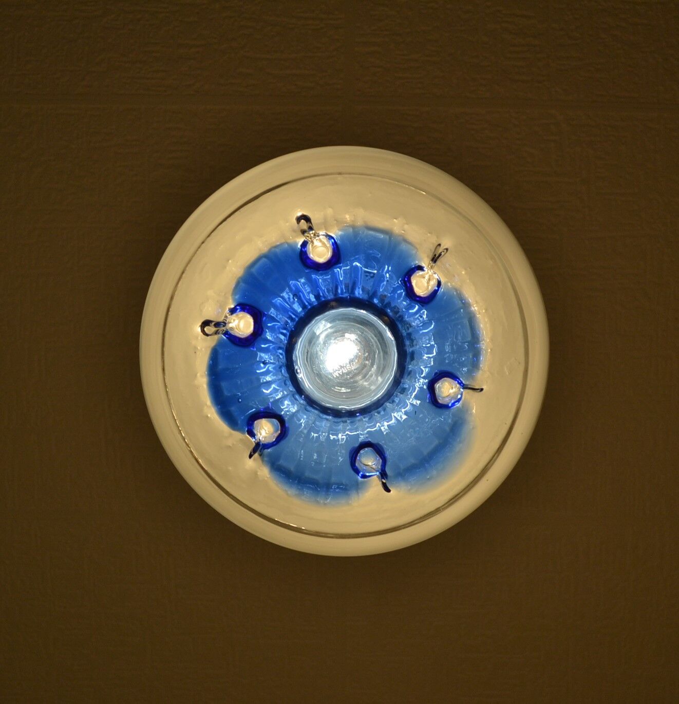 Blown glass globe hanging lamp 1970