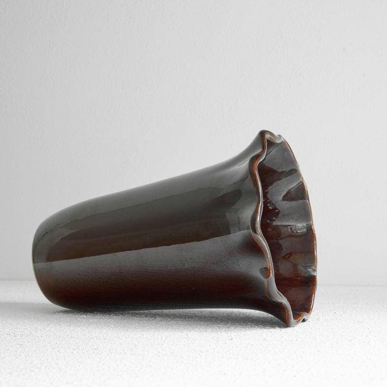 'Ondulé' vase in glazed ceramic Poët-Laval 1960s