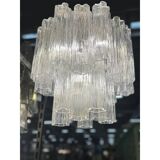 Elegant Contemporary Murano Glass Tronchi Chandelier in Burnished Metal