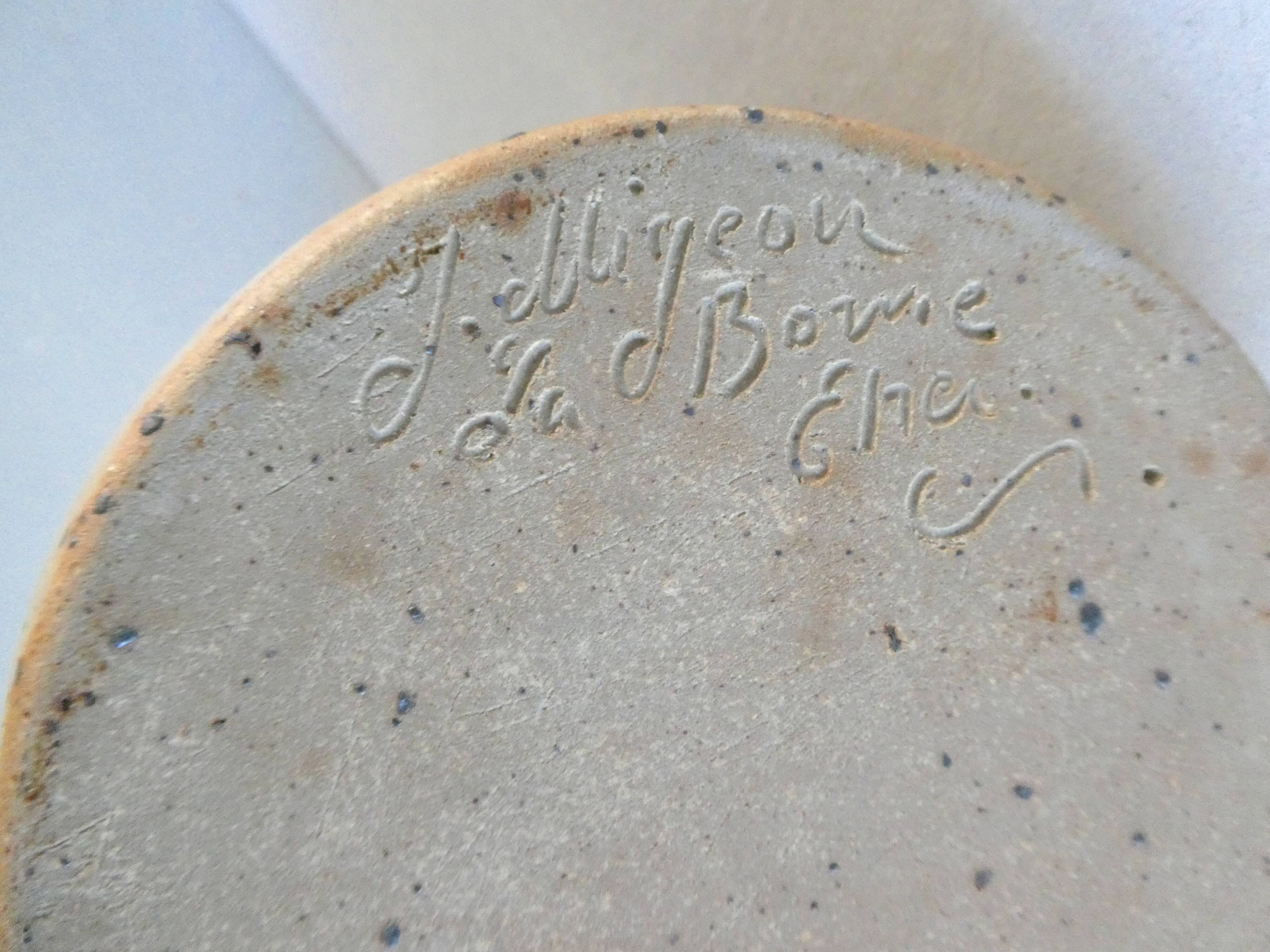 Sandstone lamp with a macrame Lampshade, Jean Migeon