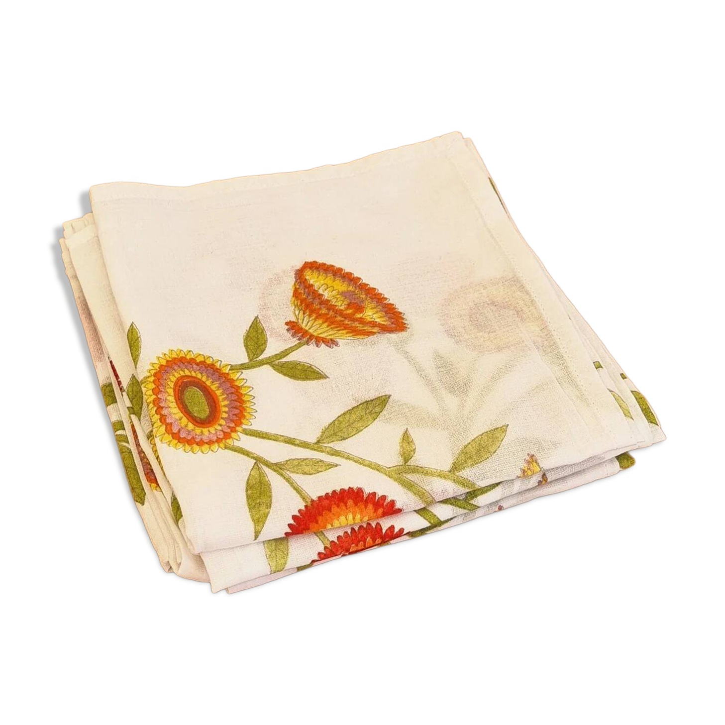 6 vintage table napkins with pop flowers from the 70s.