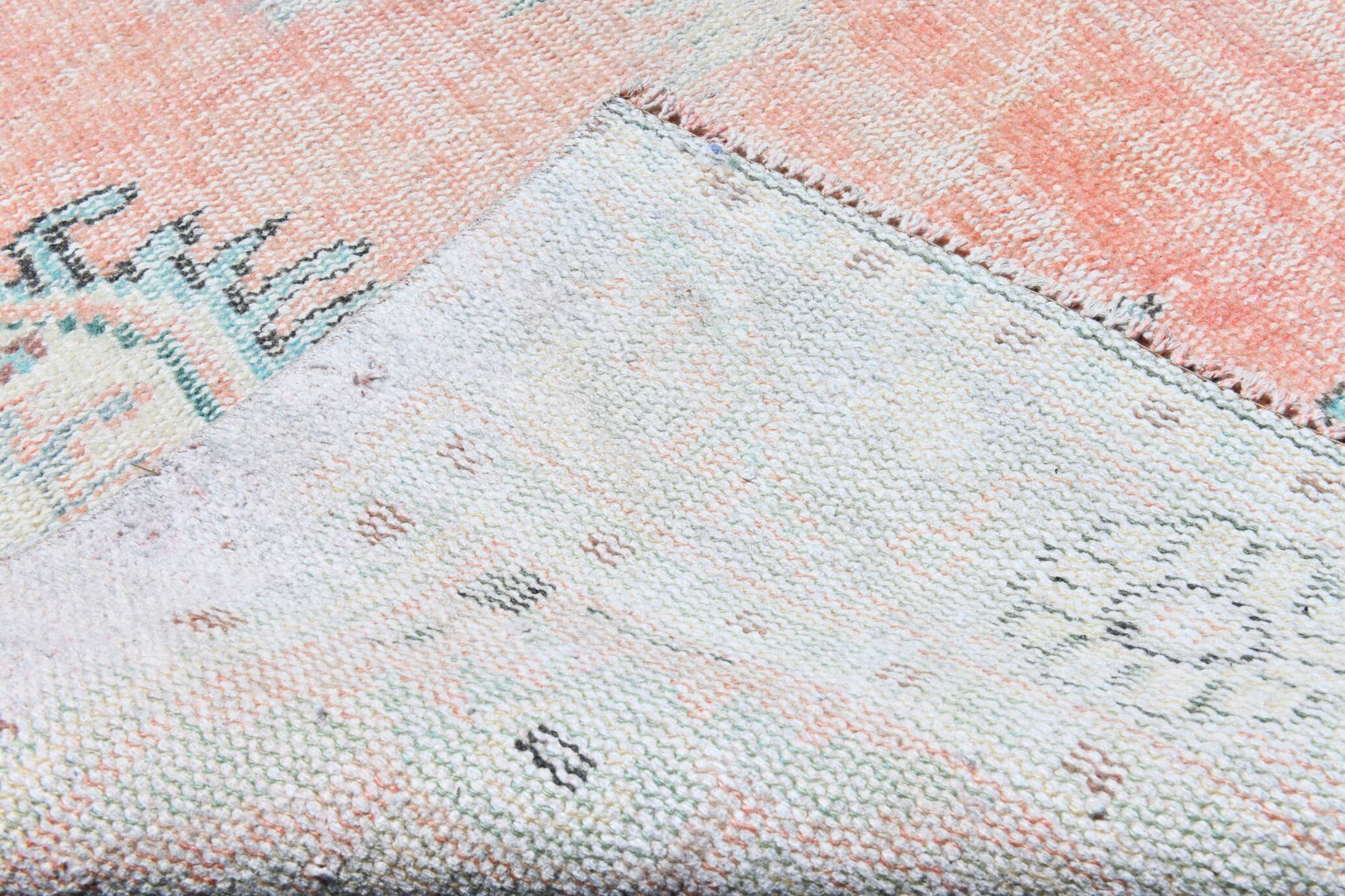 5x8 Turkish Vintage Oushak Rug, Coral Pink Area Rug For Bedroom, 147x241 Cm