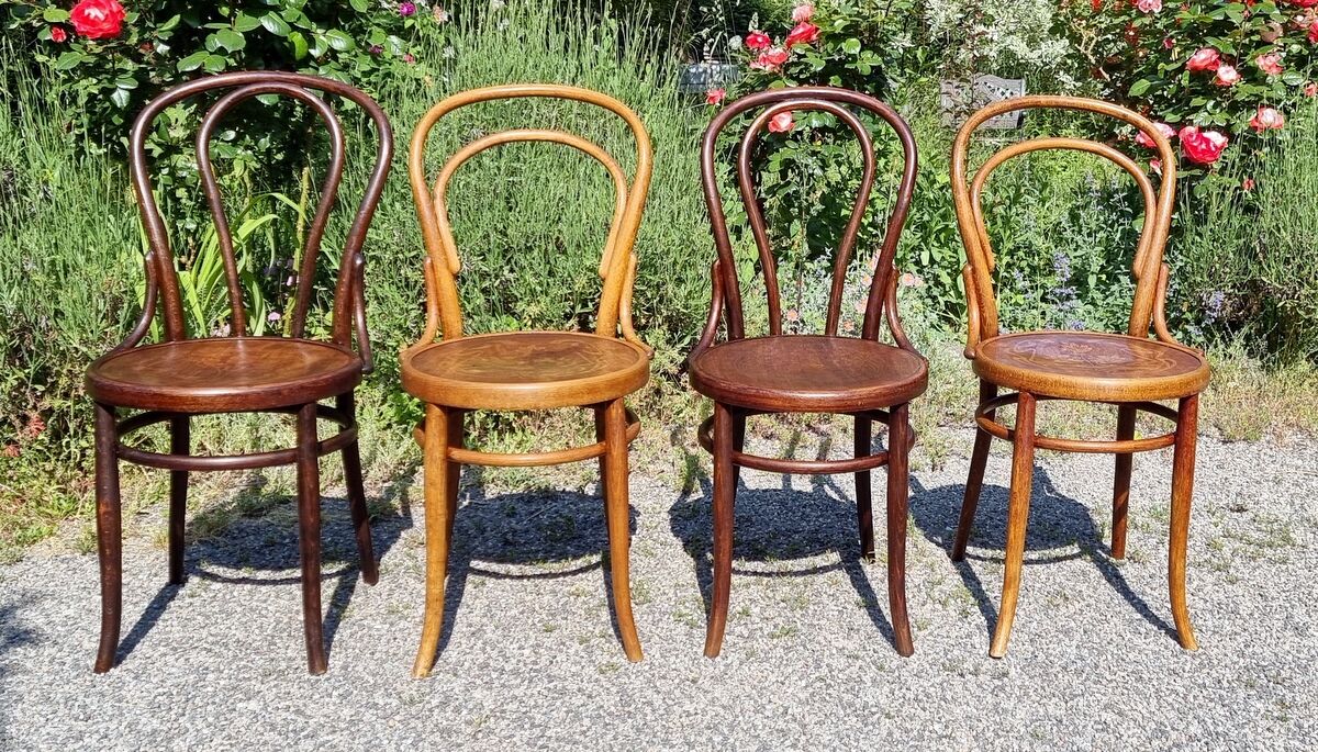 4 chairs bistrot n ° 14 and n ° 18 early twentieth