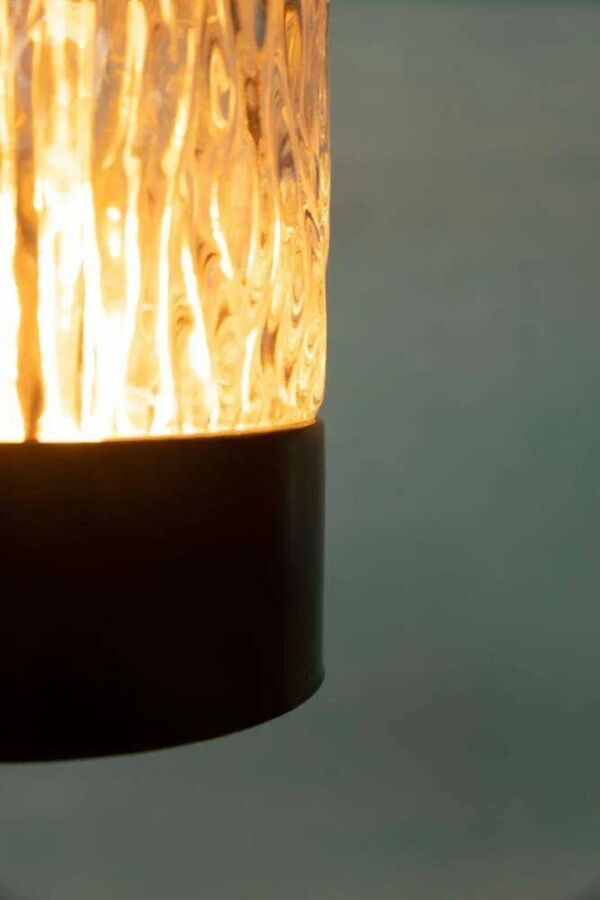 Suspension vintage en verre des années 60, lampe Japandi en verre côtelé