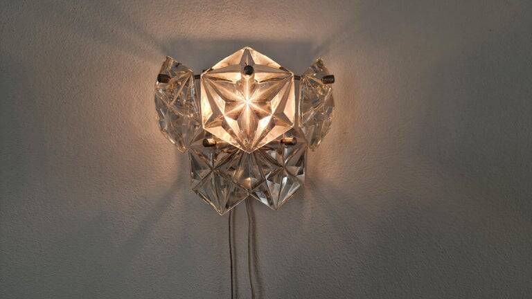 Rare Midcentury Glass Wall Lamp in Style of Kinkeldey, 1960s.