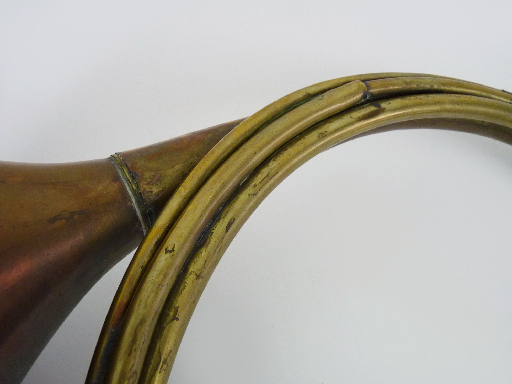 Old brass hunting horn