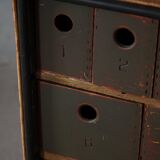 Vintage military-style trunk in leather and wood, late 20th century.