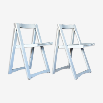 2 chaises pliantes vintage blanches