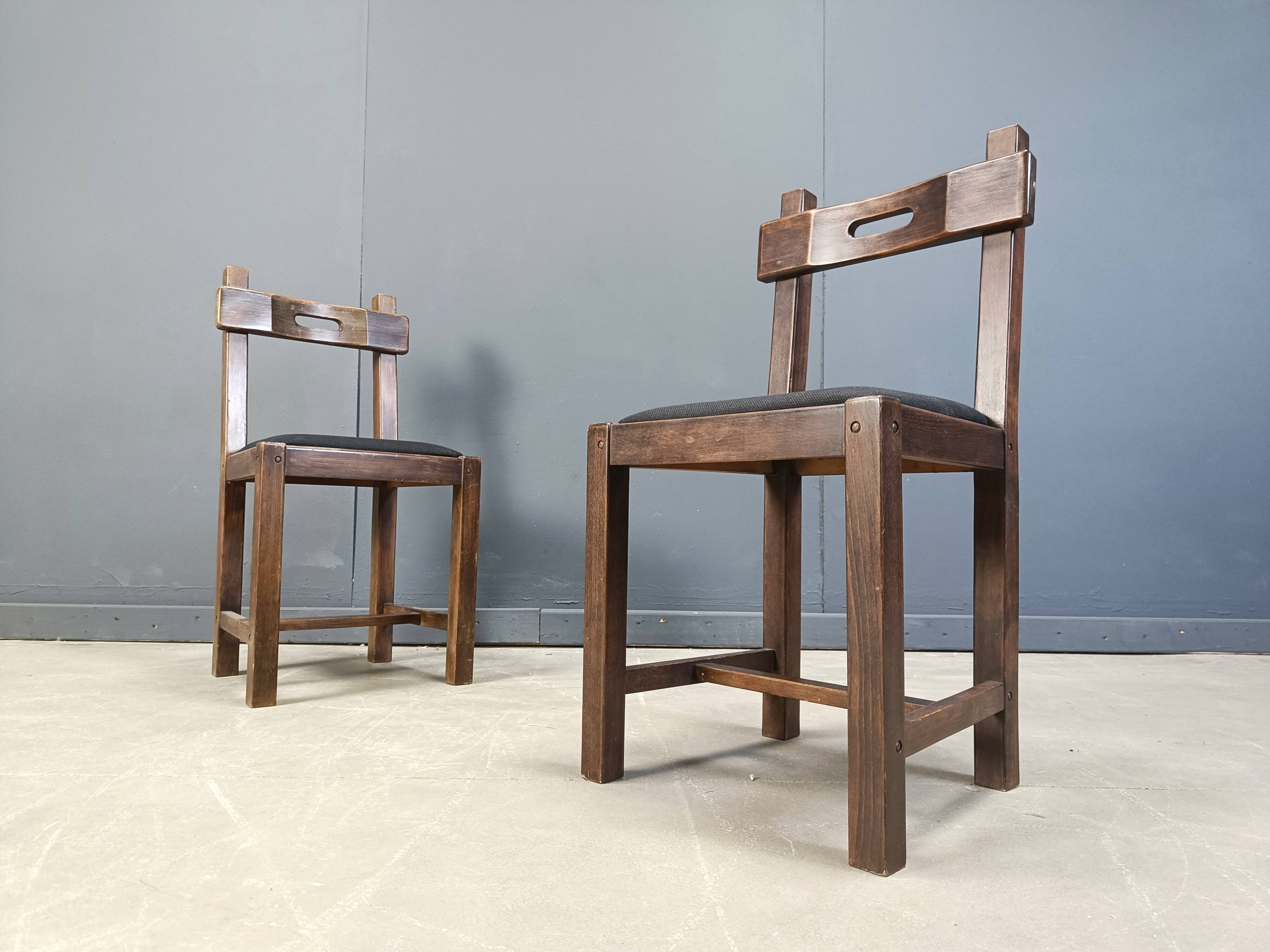 Vintage brutalist dining chairs set of 11 - 1960s