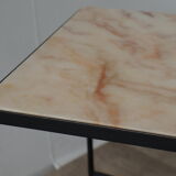 Coffee table in marble and black lacquered metal, 1950