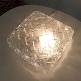 Scandinavian ceiling/wall light in structured glass from the 70s