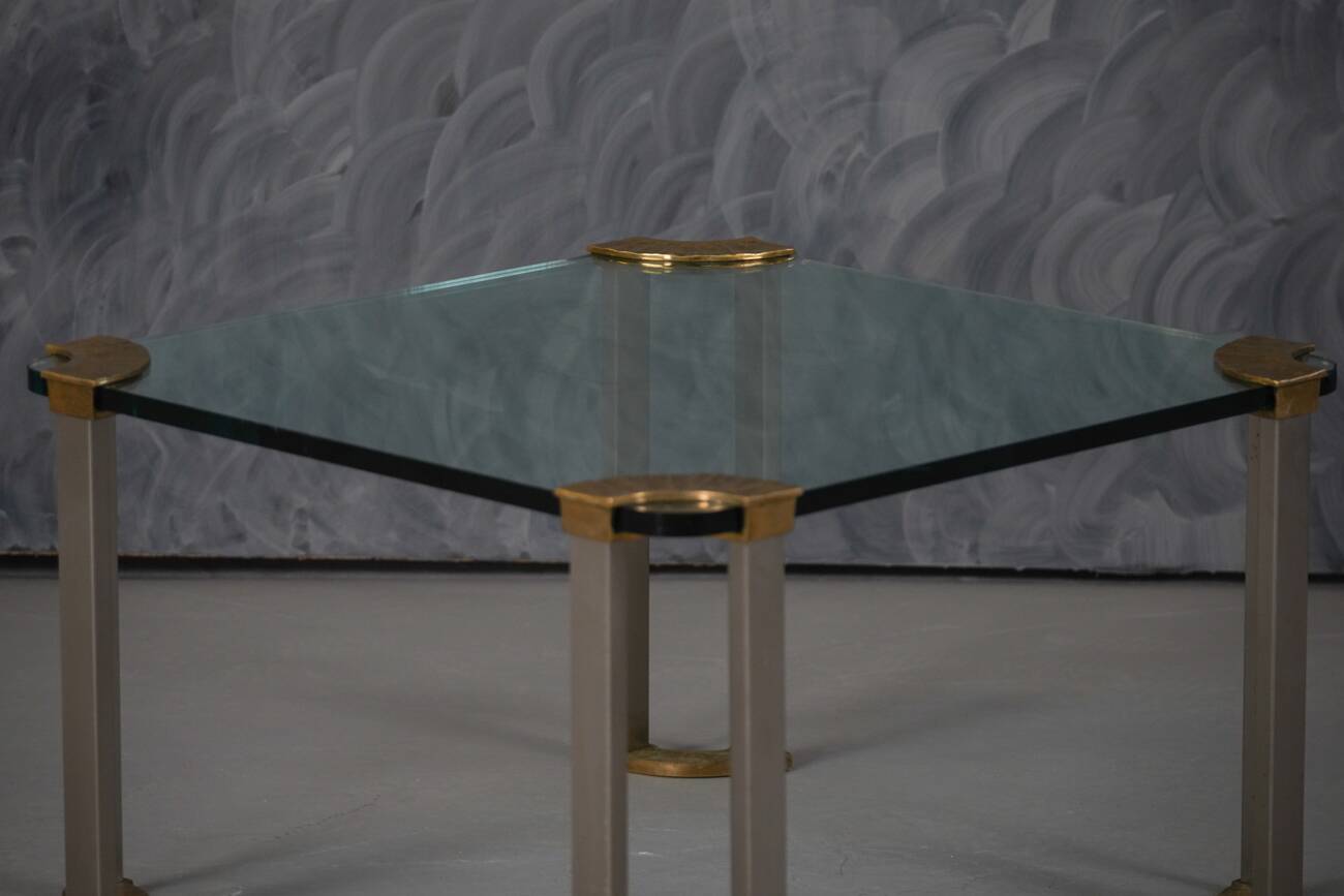 Vintage bronze and glass small coffee table by Peter Ghyczy, Germany 1970s